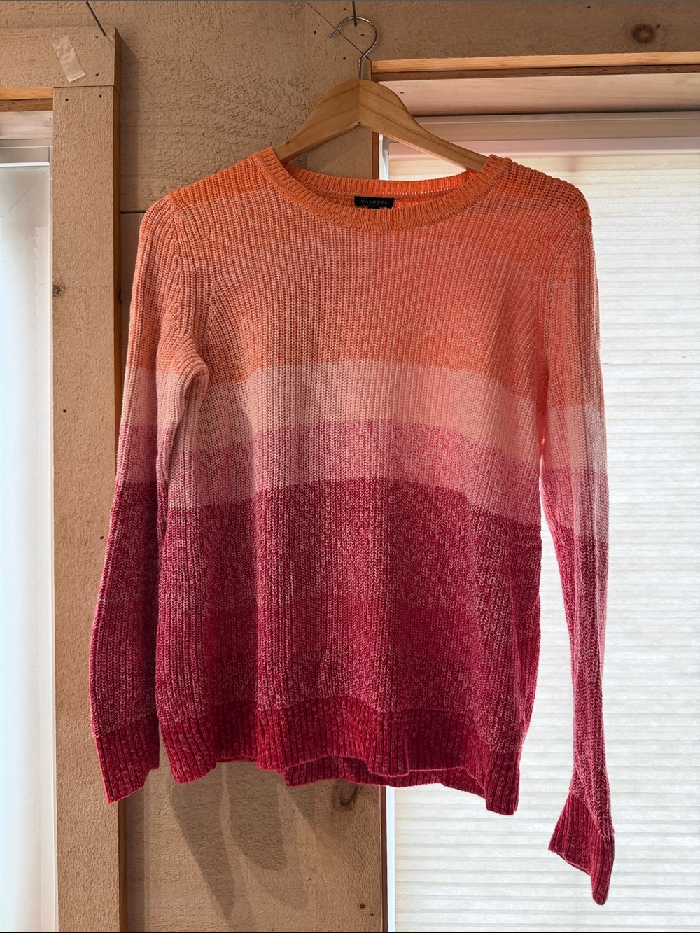 Talbots Ombre Crewneck Sweater in Coral to Berry